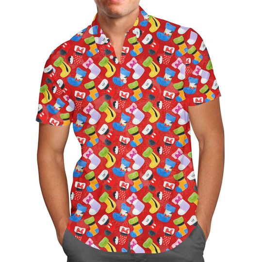 Mickey & Friends Christmas Stockings Disney Hawaiian Shirt