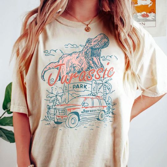 Vintage Jurassic Park Shirt, Retro Jurassic Park Entrance With Tour Jeep T-shirt