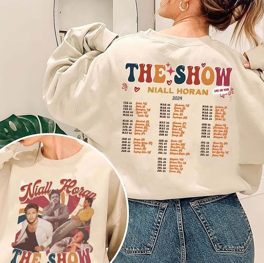 Vintage Niall Horan The show Live on Tour 2024 Double Sided Sweatshirt