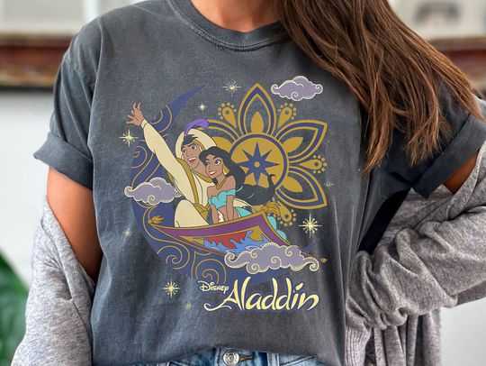 Funny Disney Aladdin Retro Shirt, Cute Jasmine & Aladdin
