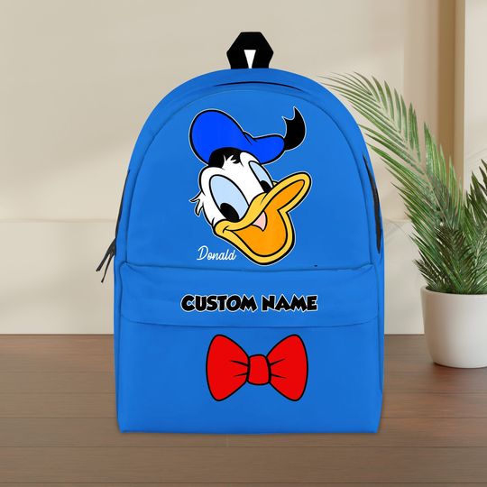 Donald Duck Backpack, Disney Donald Bag, Personalized Canvas Backpack, Back To School Bag