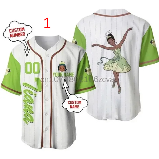2024 New Disney Princess Tiana Baseball Jersey Men's Women's Kids