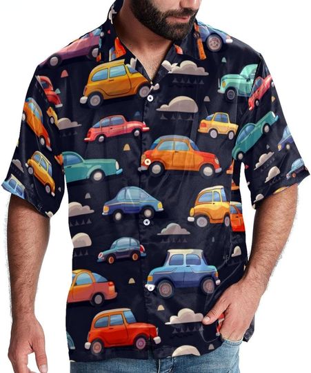 Cartoon Cars Hawaiian T-Shirt, Aloha Beaches Button Up Shirt