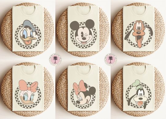 Retro Mickey and Friends Shirt, Retro Disney Trip Shirt, Checkered Mickey Shirt