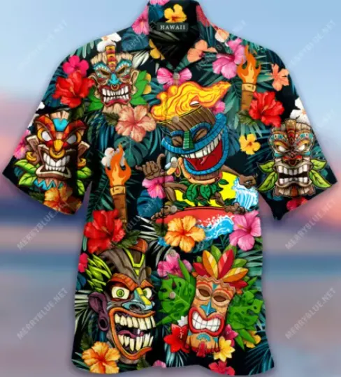Aloha Tiki Tiki Awesome Hawaiian Shirt Unisex Summer Short Sleeve