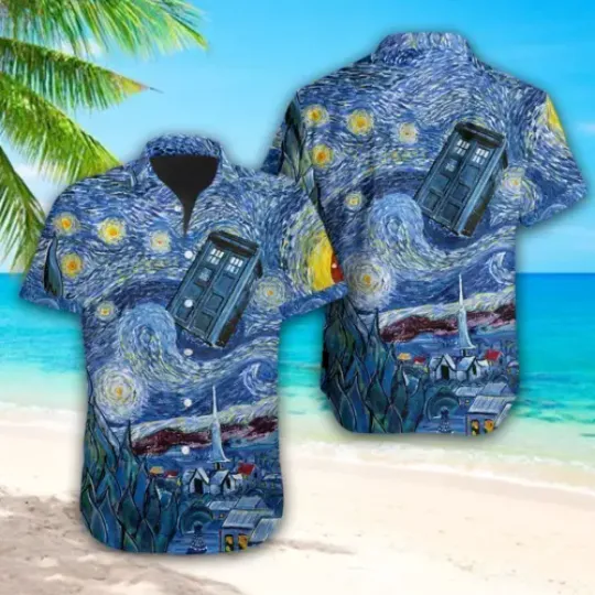 Painting Starry Night Doctor Who Hawaiian Shirt