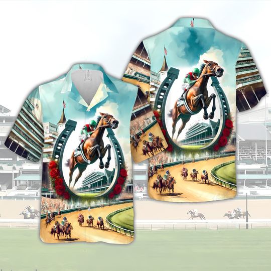 Run For The Roses Kentucky Derby Hawaiian Shirt, Derby Day Shirt, Horse Racing Button Down Shirt, KY Churchill Downs, Talk Derby To Me Shirt