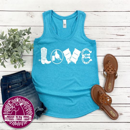 Barrel Racer Tank Top, LOVE Barrel Racing, Cowgirl, Rodeo, Barrel Racer