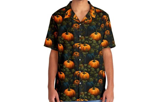 Unisex Fantasy Art Hawaiian Shirt: Seamless Pumpkin