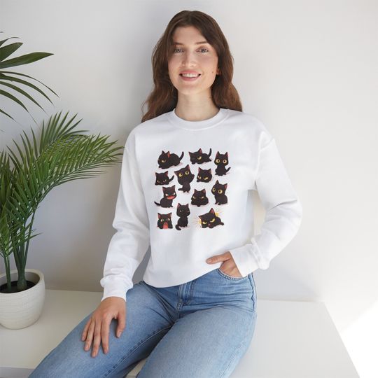 Womens Funny Sweatshirt | Black Cat Shirt | Cat Lover Gift
