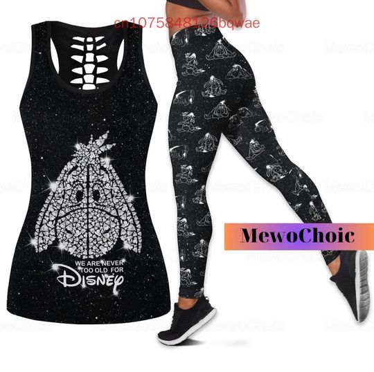 Disney Eeyore Women's Hollow Vest + Women's Leggings Yoga Suit