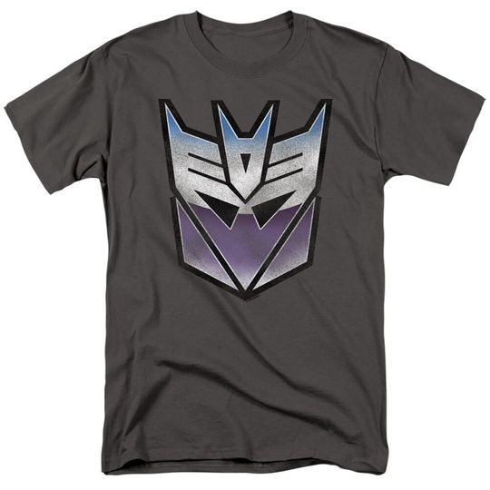 Transformers Blue and Purple Decepticon Logo Charcoal Shirts