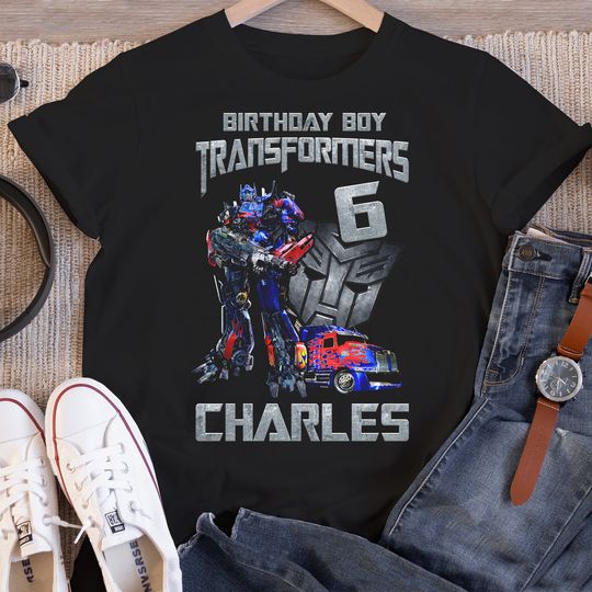 Transformers Birthday Shirt, Funny Optimus Prime Robot Kids Toddler Birthday Tshirt, Custom Personalized Birthday Gift For Son Daughter