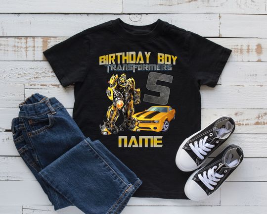 Transformers Bumblebee Birthday Family custom shirts. Transformers Birthday T-shirts. Bumblebee Birthday T-shirts.