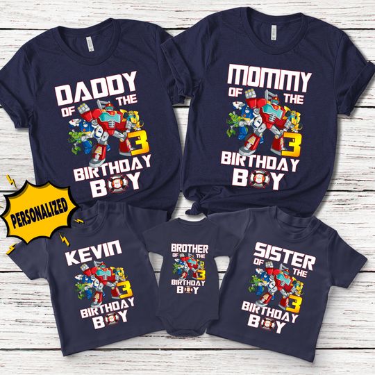 Personalized Rescue Bots Birthday Shirt, Rescue Bots Shirt, Custom Rescue Bots Birthday Shirt, Transformers Rescue Bots Shirt