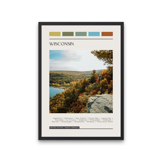 WISCONSIN - Travel Poster, Color Block Travel Poster