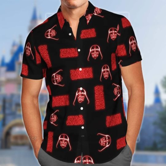 Red Dark Warrior Head Aloha Shirt, Galaxy War Movie Hawaii Summer Vacation Shirt