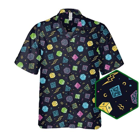 DnD Hawaiian Shirt, DnD Shirt, Dice Shirt, Dice shirt, Dungeons and dragons Gift