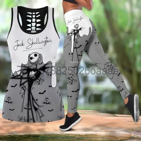 Disney The Nightmare Before Christmas Jack Skellington Hollow Tank Top Leggings Set