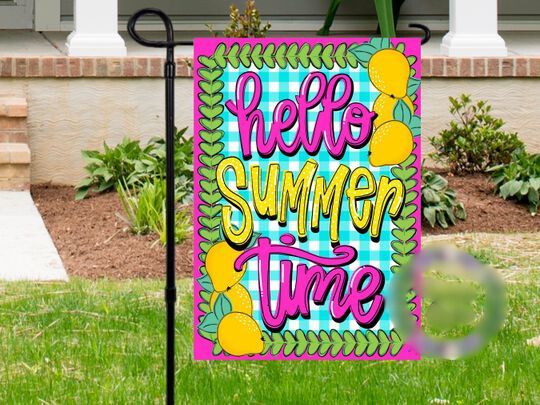Lemon summer Garden Flag, Garden Flag, holiday Flag, Watercolor fruit & floral  Flags, Summer Flags, Garden Decor, Outdoor Flags