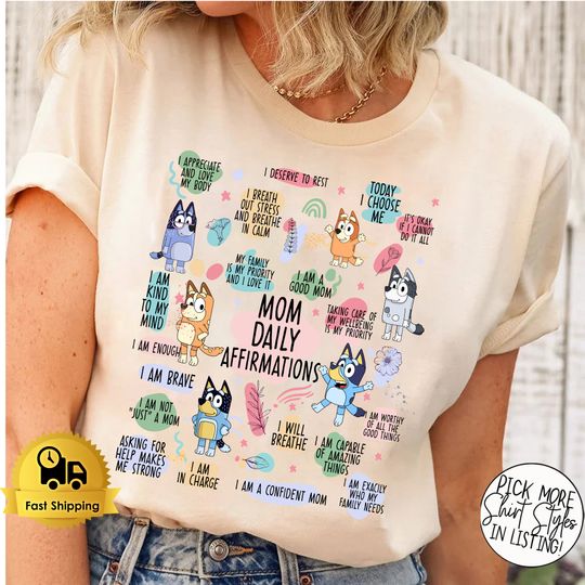 In My BlueyDad Mom Era Shirt, Valentine Blue Cartoon Shirt, Mother's Day Shirt