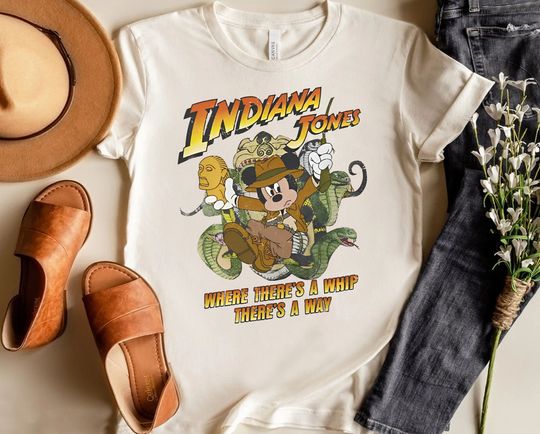 Retro Disney Mickey Mouse Indiana Jones Adventures Shirt | Mickey & Friends T-Shirt | Wdw Magic Kingdom Tee | Disneyland Trip Family Outfits