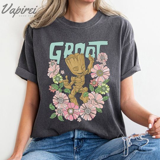 Discover Disney Groot Flowers Guardians Of The Galaxy Shirt