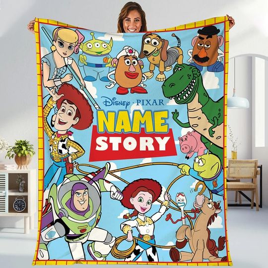 Personalized Toy Story Blanket, Custom Name Disneyland Throw Blanket