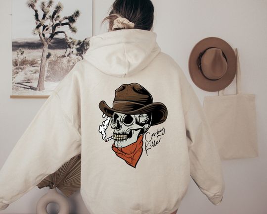 Cowboy Killer Hoodie, Cowboy Skull Graphic Hoodie, Country Cowboy Hoodie, Western Hoodie, Skull Hoodie, Rodeo Hoodie, Western Graphic Hoodie