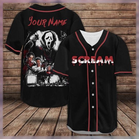 Personalized Scream Movie Fans Ghostface Horror 3D BASEBALL JERSEY SHIRT Xmas