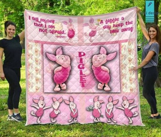 Cute Piglet I Am Not Afraid A Giggle A Day Keep The Blue Away Disney Fleece Blanket