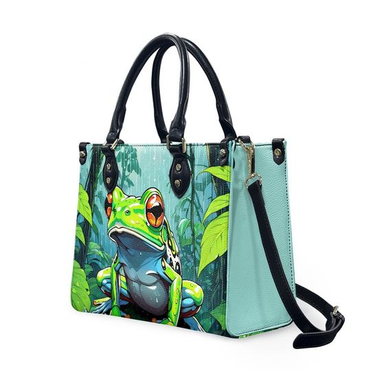 Charming Tree Frog Pattern Leather Handbag