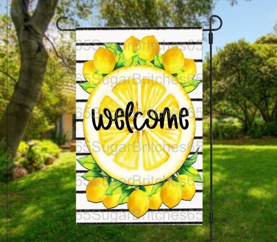 Lemon Welcome Flag, Spring Garden Flag, Spring Decor, Garden Flag, Floral Decor, Lemon Decor, Welcome Flag, Summer Garden Flag