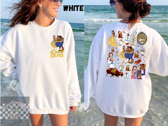 Beauty and the Beast Doodles Unisex Sweatshirt, Vintage Disney shirt, Princess Belle