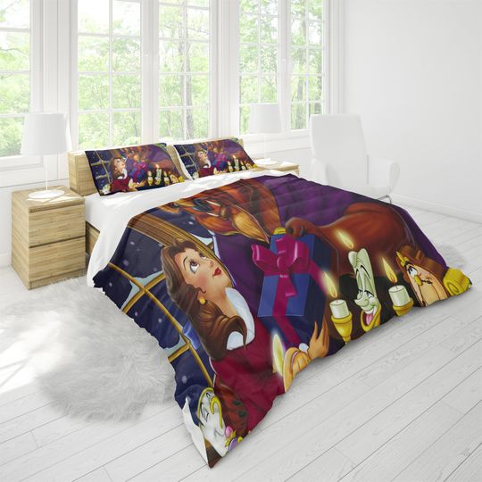 Beauty And The Beast Three Piece Printed Fashion Pattern Bedding Set