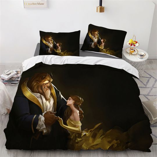 Beauty And The Beast Three Piece Bedding Set Comfortable and Fashionable Children's Adult Set