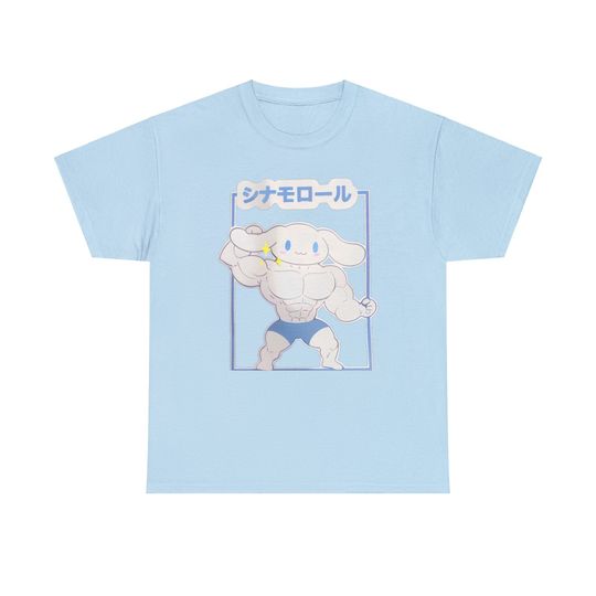 Cinnamoroll Muscular Sanrio Meme Unisex Heavy Cotton Tee