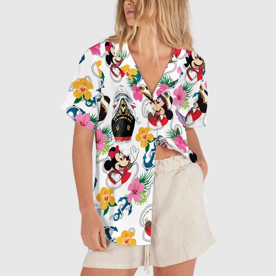 Disney Cruise Hawaiian Shirt, Mickey Hawaii Shirt, Lighthouse Hibiscus Pattern