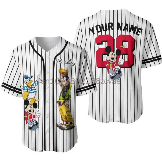 2024 New Summer Button Goofy Dog Black Orange Cartoon Disney Baseball Jersey