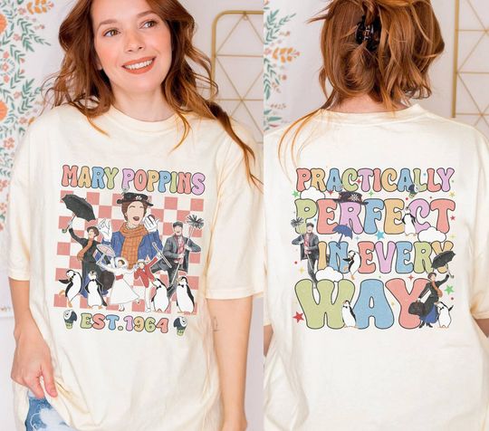Two-sided Vintage Disneyland Checkered Mary Poppins Shirt
