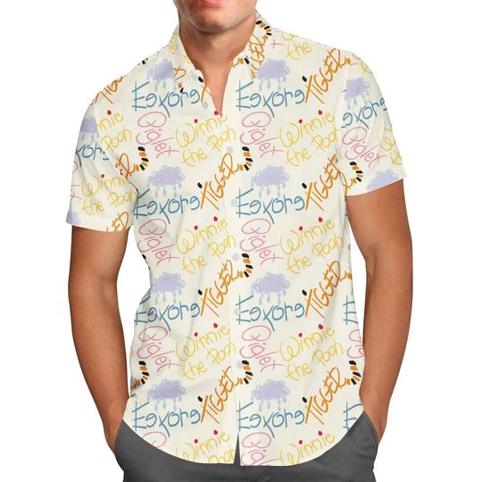 Sketched Pooh Autographs Hawaiian Shirt Disney Casual shirt