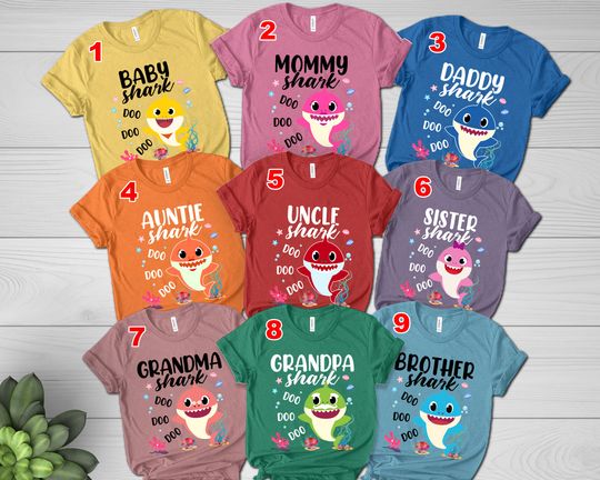 Baby Shark Family shirt, Personalized Family Shark Shirt, Baby Shark Doo Doo Doo Shirt, Daddy Mommy Baby Shark, Shark Family Matching