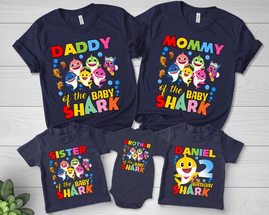 Baby Shark Birthday Shirts, Personalized Baby Shark Shirt, Matching Birthday Family Shirts, Baby Shark Theme T-Shirt