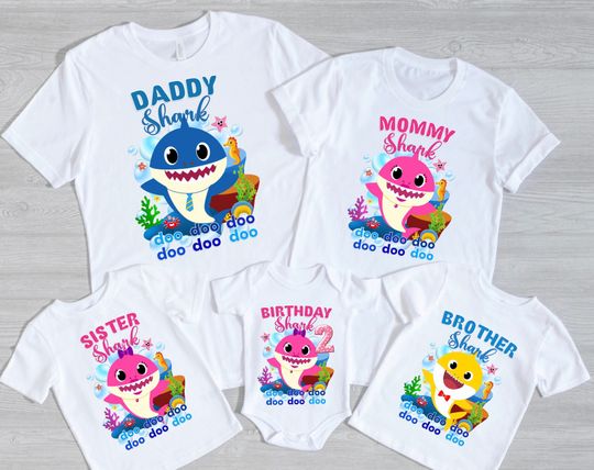 Family Shark Doo Doo Doo Shirt, Birthday Shark Shirts, Baby Shark Theme Tee, Matching Family Shark Shirt, Matching Birthday Family Shirts