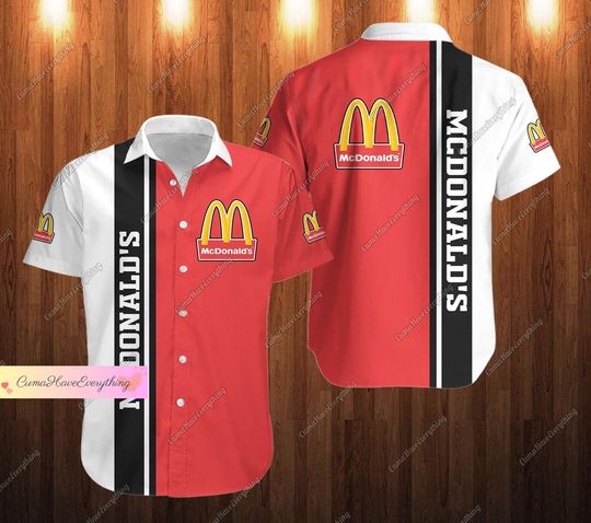McDonald's Button Shirt, Shirt For Men, Button Up Shirt, Short Sleeve Shirt, Fast Food Button Shirt, Gift For Him, Button Down Shirt
