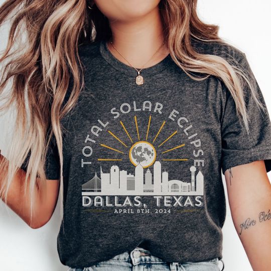 Dallas Total Solar Eclipse Shirt, April 8th 2024 Eclipse Tshirt, Path of Totality Astronomy Teacher Gift, Texas Eclipse Viewing Souvenir Tee