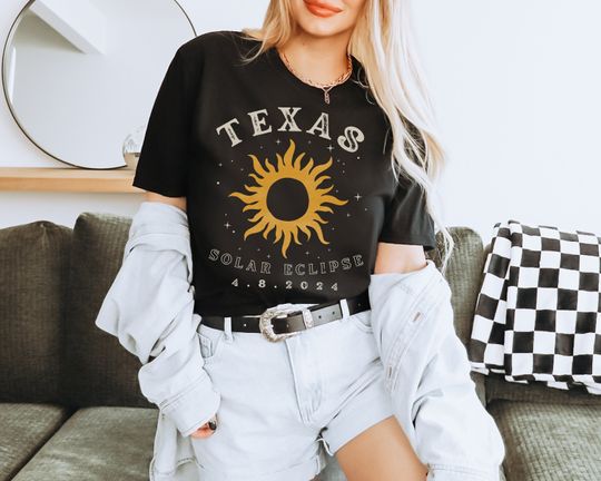 Texas Eclipse Shirt, 2024 Total Solar Eclipse TShirt, Totality Shirt, Astronomy Shirt, Texas Eclipse, Sun Moon Shirt, Astronomer Event Tee
