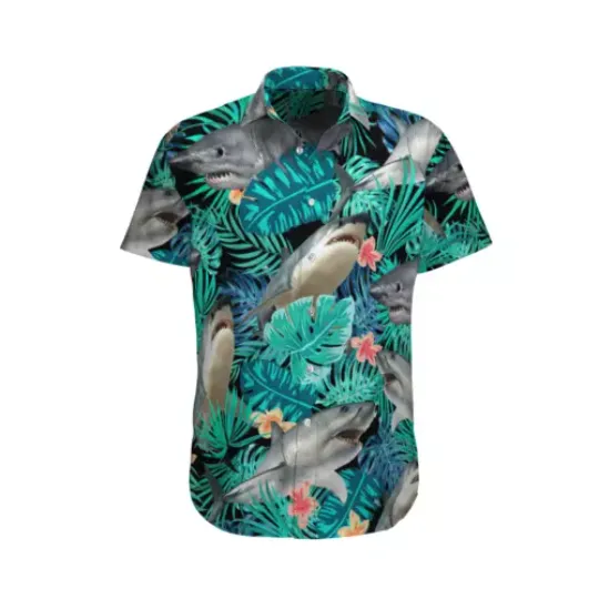 Angry Shark Empire With All Hawaiian, Summer Party Shirt, Buttom Down Shirt