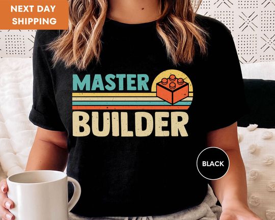 Master Builder Shirt, Building Blocks, Birthday Gift For Kids, Funny Dad T-shirt, Men Graphic Tee, Building Bricks Gift, Gift for him