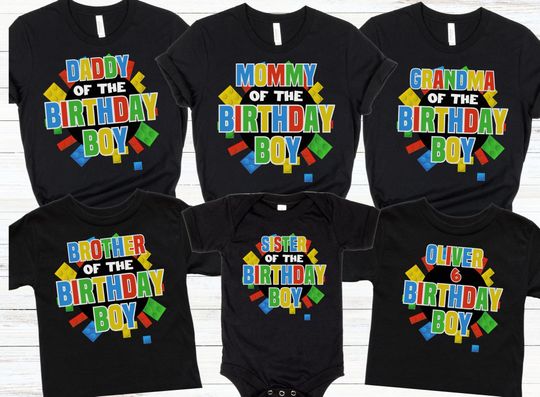 Family Matching Building Block Birthday Shirt, Building Block Shirt, Block Toy Personalized Name Birthday T-Shirt, Birthday Boy Shirt